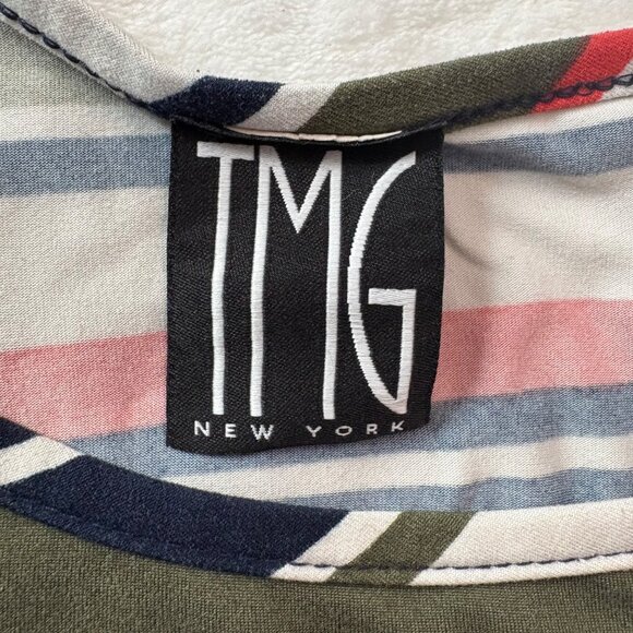 Striped Short Sleeve Maxi Dress By TMG New York Multicolor Size S - Picture 5 of 7